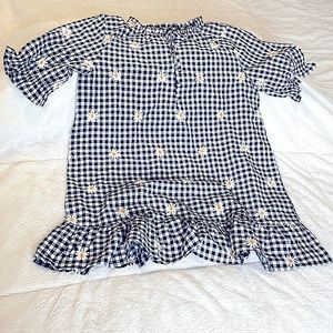Embroidered Gingham Casual Dresde  Size M